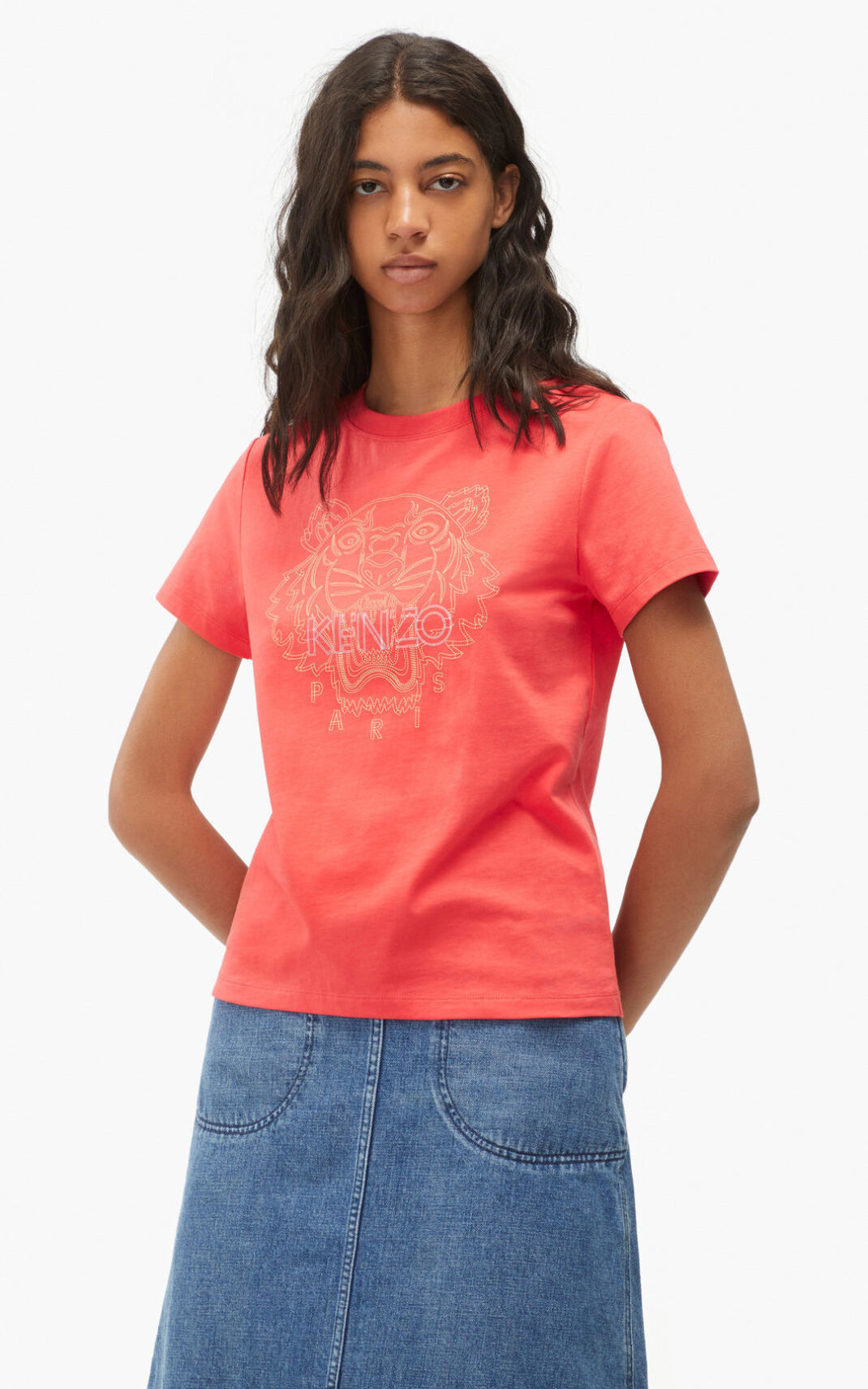 T Shirt Kenzo Tiger Femme Rouge | KDNL-58134